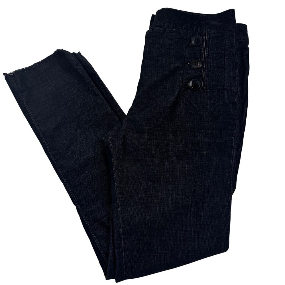 Masscob Button Front Skinny Washed Black Corduroy Pants Women's Size 36/S 4-6
